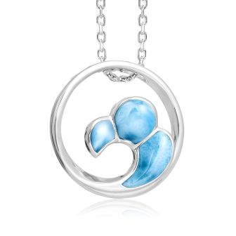 SS 925 Larimar Wave Pendant