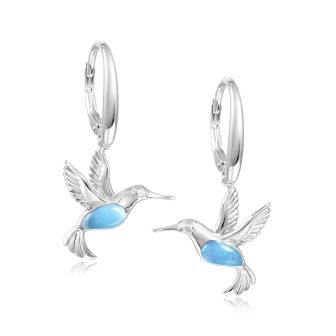 SS 925 Larimar Hummingbird Earrings
