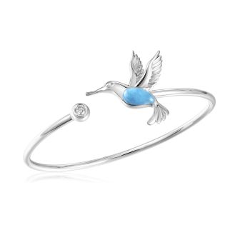 SS 925 Larimar Hummingbird Bangle