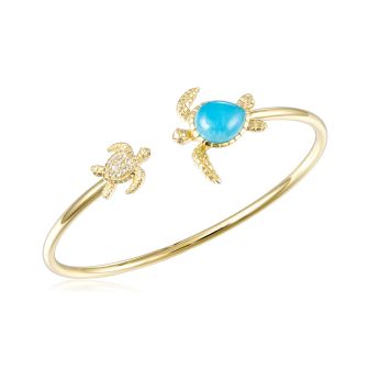 14K YG Larimar Turtle Bangle
