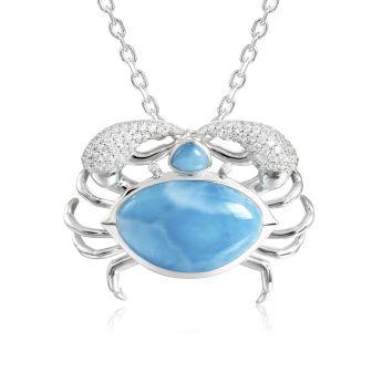 SS 925 Larimar Blue Crab Pendant