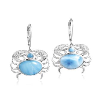 SS 925 Larimar Crab Earrings