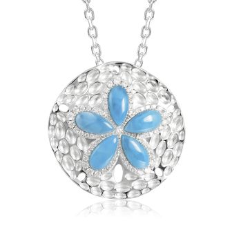 SS 925 Larimar Sand Dollar Pendant