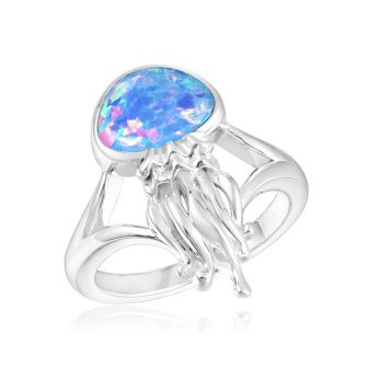 SS Opal Jelly Fish Ring
