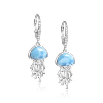 SS 925 Larimar Jelly Fish Earrings