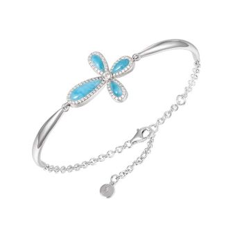 SS 925 Larimar Cross Bracelet