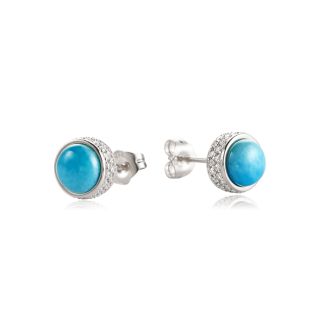 14KW Dia Larimar Stud Earrings 8mm