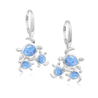 SS 925 Opal 3 Turtle Earrings