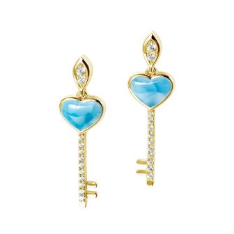 14K YG Larimar Earrings