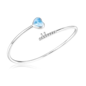 SS 925 Larimar Heart Key Bracelet