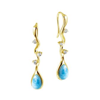 14K YG Larimar Earrings