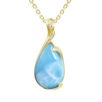 14K YG Larimar Pendant