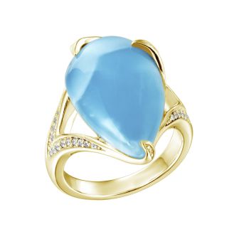 14K YG Larimar Ring