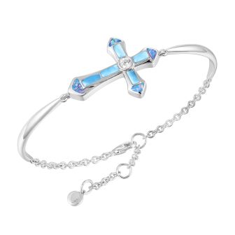 SS 925 Larimar and Opal Cross Bracelet