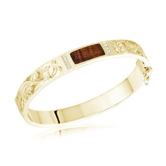 14K YG Koa Wood Bangle