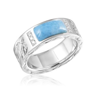 SS 925 Larimar Engraving Ring