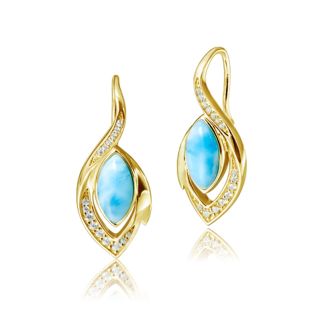 14K YG Larimar Earrings