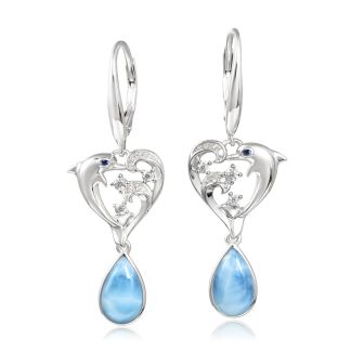 SS 925 Larimar Dolphin Earrings