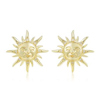 14K YG Larimar Sun Earrings