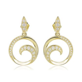 14K YG Wave Earrings