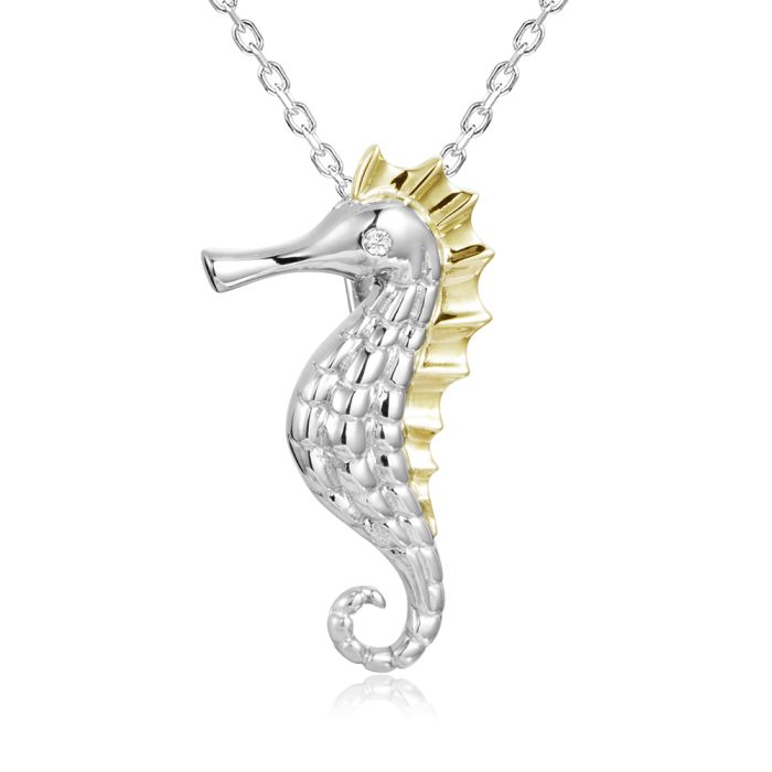 SS 14K 2T Seahorse Pendant