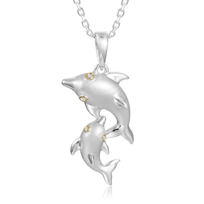 SS 14K 2T Dolphin Pendant