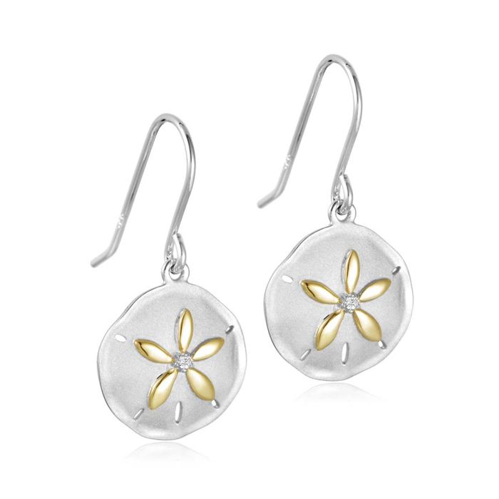 SS 14K 2T Sand Dollar Earrings