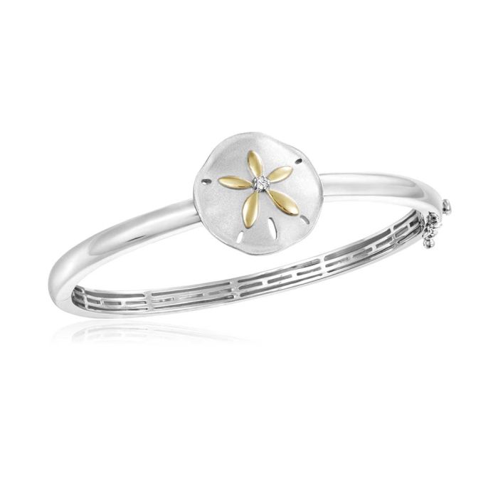 SS 14K 2T Sand Dollar Bangle