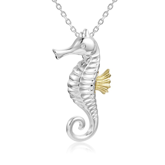 SS 14K 2T Seahorse Pendant